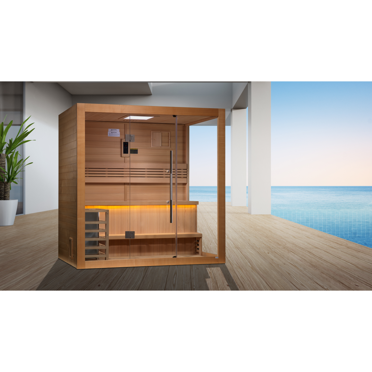 Golden Designs "Forssa Edition" 3 Person Indoor Traditional Sauna - Canadian Red Cedar Interior