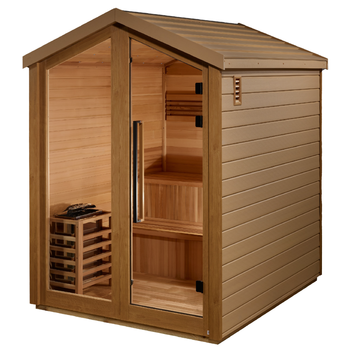 Golden Designs Savonlinna 3 Person Outdoor Traditional Sauna - Canadian Red Cedar Interior