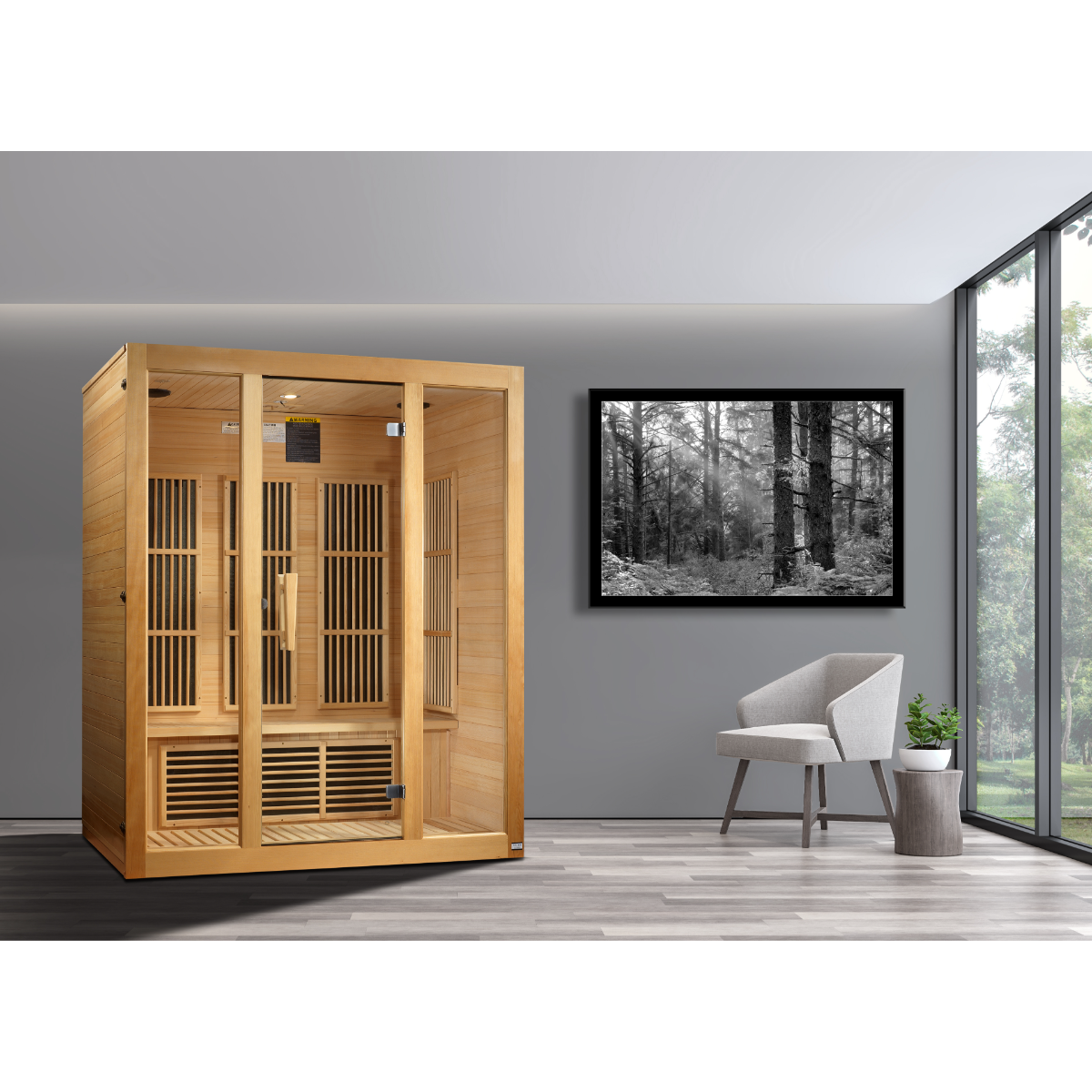 Maxxus Bellevue 3-Person Low EMF (Under 8MG) FAR Infrared Sauna (Canadian Hemlock)